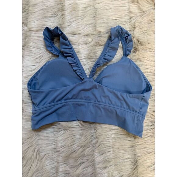 OFFLINE By Aerie Real Me Xtra Ruffle Sports Bra Blue Large - Picture 4 of 5